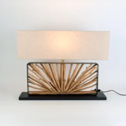 Tischlampe MONTE ISOLA, natur/beige, Höhe 67 cm, Holz/Textil