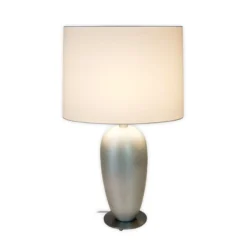Tischlampe OMEGA OVAL, silber/weiß, Höhe 65 cm, Keramik E27