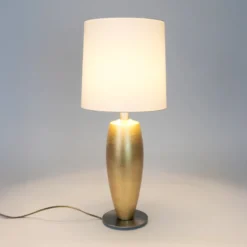 Tischlampe OMEGA SOTTILE, gold/weiß, Höhe 68 cm, Keramik E27