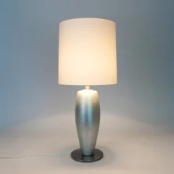 Tischlampe OMEGA SOTTILE, silber/weiß Höhe 80 cm Keramik E27
