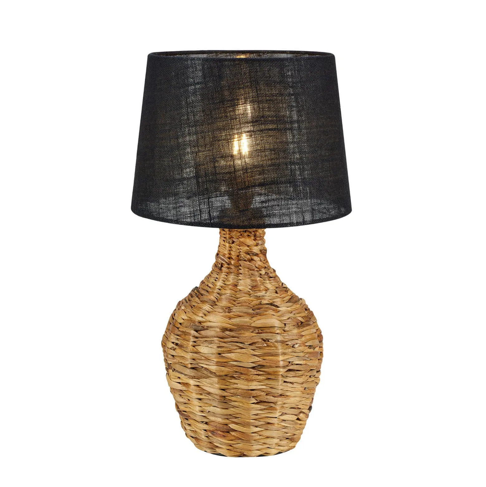 Tischlampe Paglia, natur/schwarz, Rattan/Jute, Höhe 58 cm