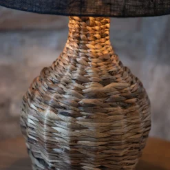 Tischlampe Paglia, natur/schwarz, Rattan/Jute, Höhe 58 cm