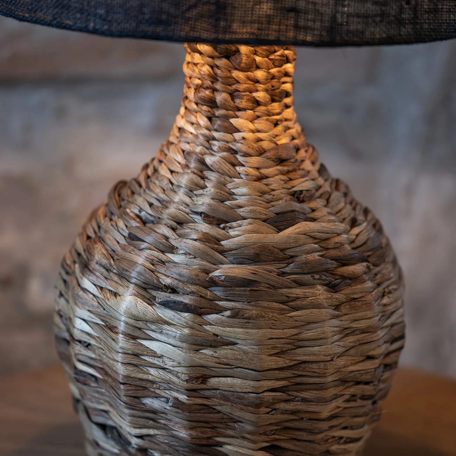 Tischlampe Paglia, natur/schwarz, Rattan/Jute, Höhe 58 cm