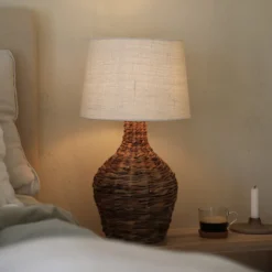 Tischlampe Paglia, natur/weiß, Rattan/Jute, Höhe 58 cm