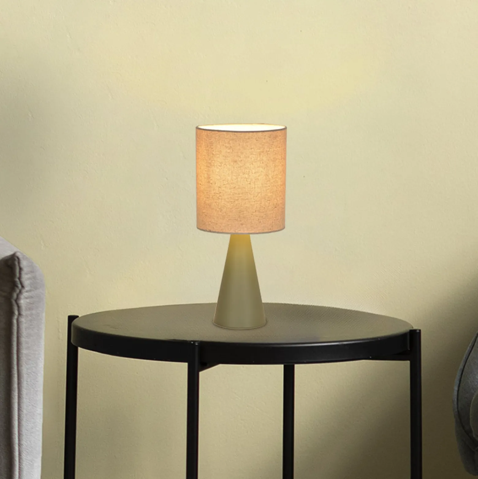 Tischlampe Sally, lichen/beige Höhe 33 cm Metall/Stoff
