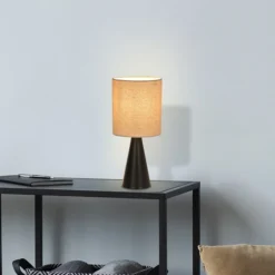 Tischlampe Sally, schwarz matt/beige Höhe 33 cm Metall/Stoff