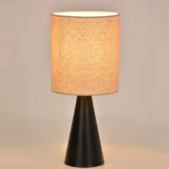 Tischlampe Sally, schwarz matt/beige Höhe 33 cm Metall/Stoff
