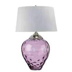 Tischlampe Samara, Ø 51 cm, pink, Stoff, Glas, 2-flammig