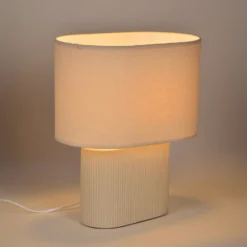 Tischlampe Santorini elfenbein/beige 38 cm Leinen/Keramik