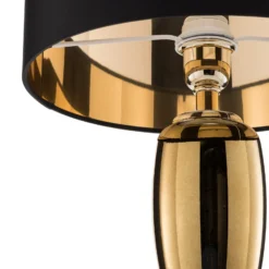Tischlampe Show Ogiva, Textil, schwarz/goldfarben