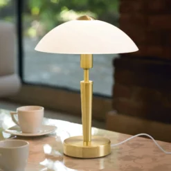 Tischlampe SOLO 1, messingfarben, Höhe 35 cm Metall/Glas dim