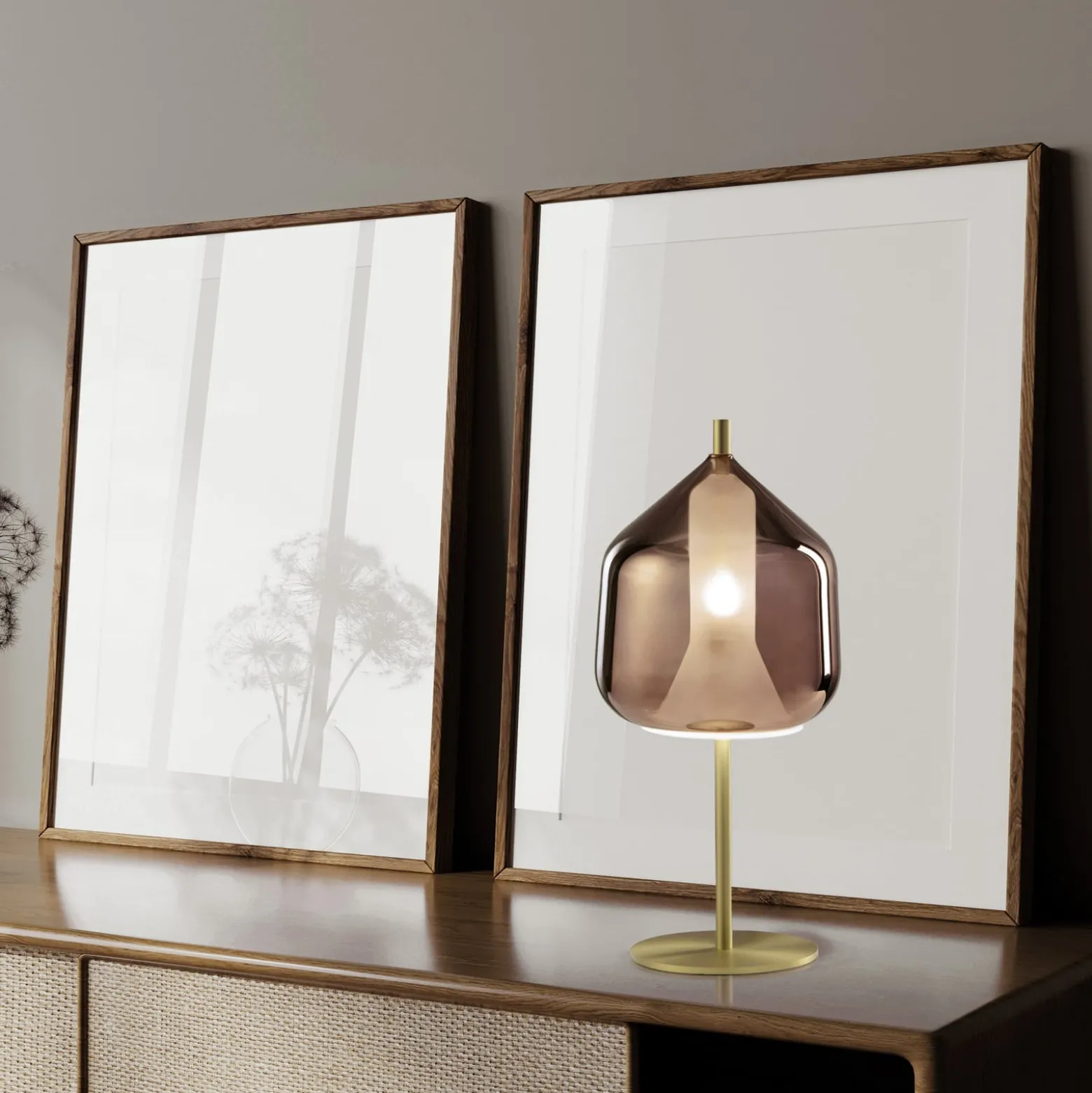 Tischlampe X-Ray, kupferfarben/goldfarben, Höhe 32,5 cm Glas