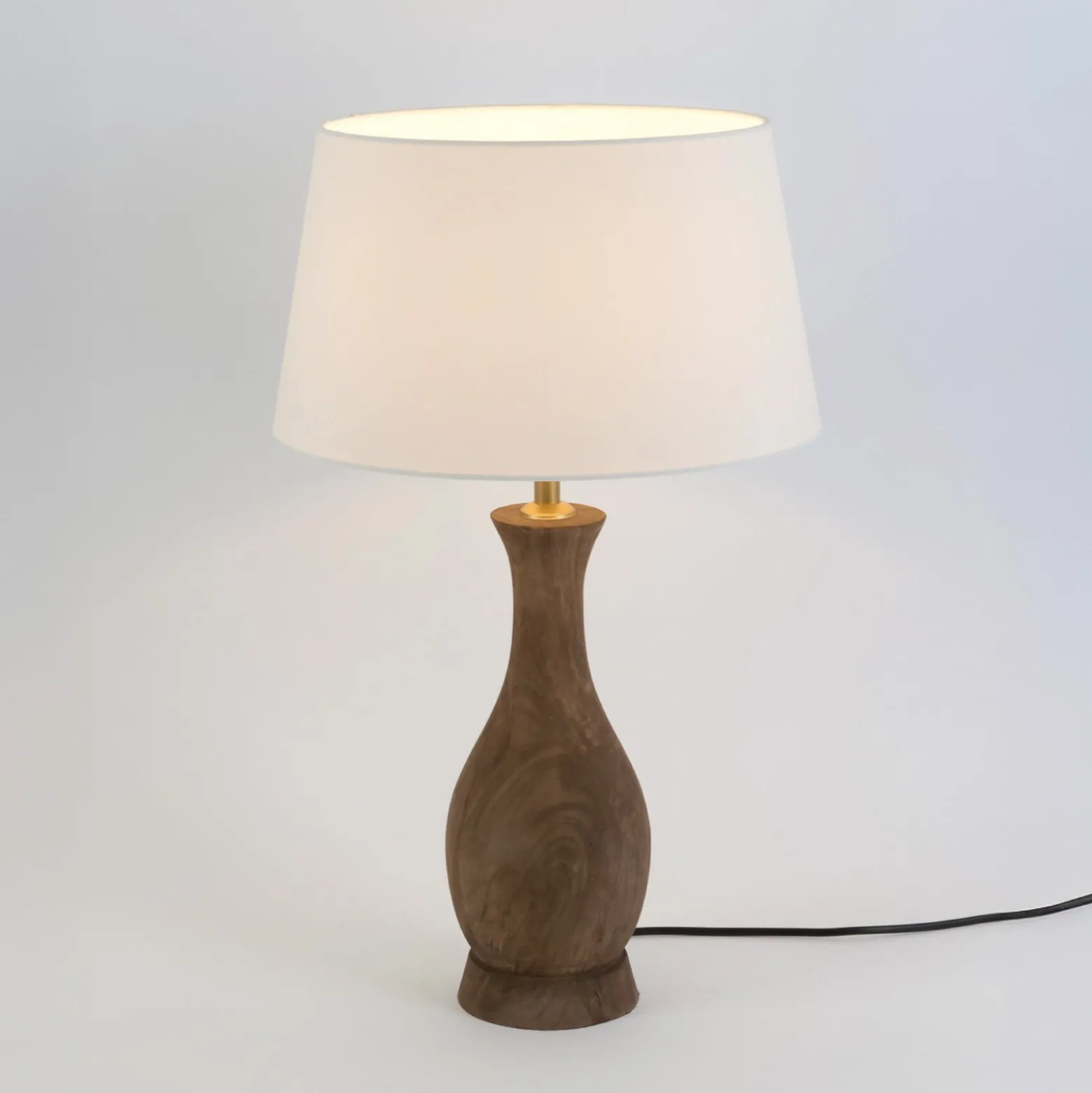 Tischleuchte ANTELAO, natur/écru, Höhe 45 cm, Mangoholz, E27