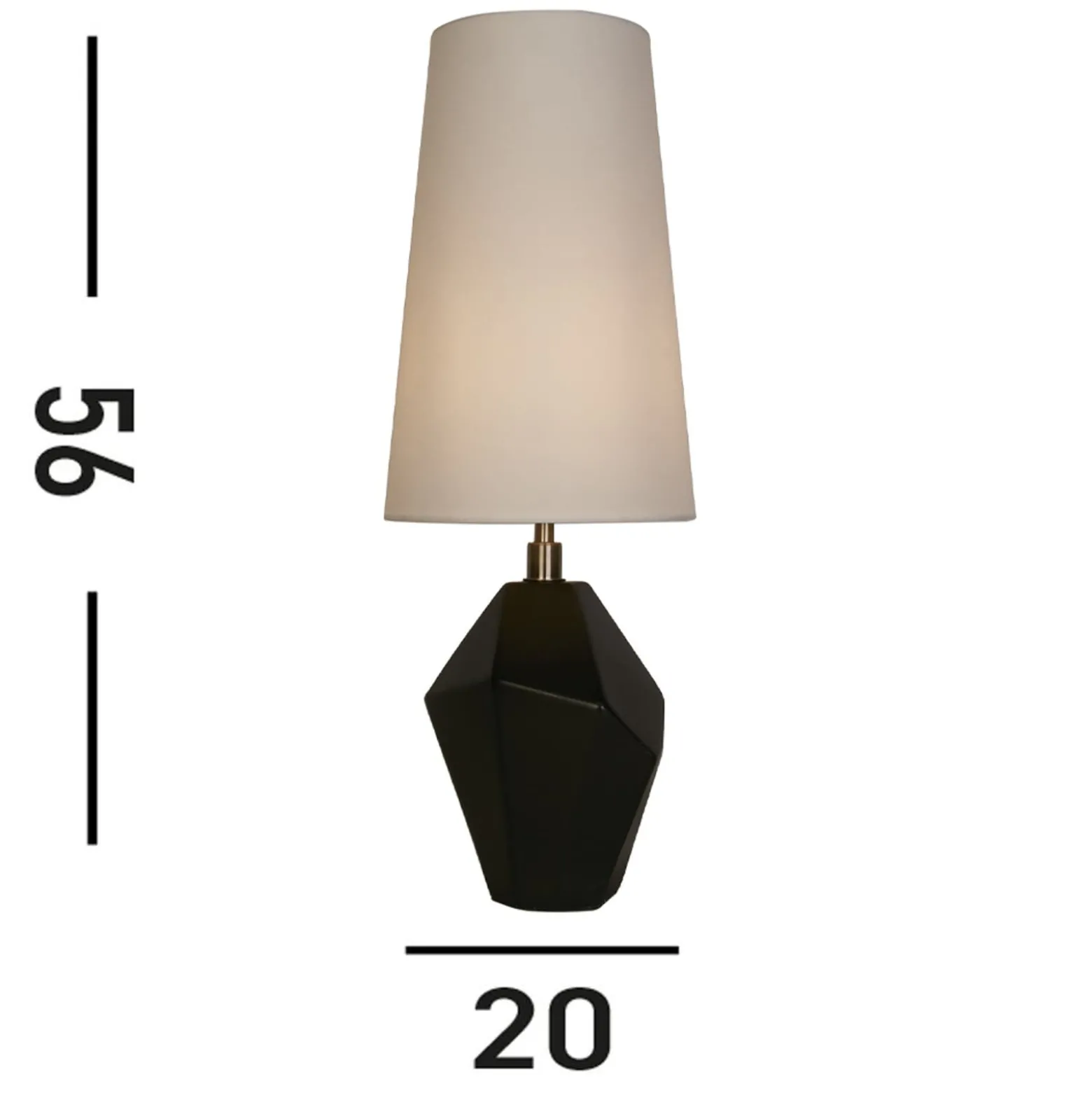 Tischleuchte Apex weiß/schwarz Höhe 55,5 cm Textil/Kunstharz
