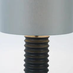 Tischleuchte BENEDETTO, schwarz/grau, Höhe 65 cm Holz/Chintz
