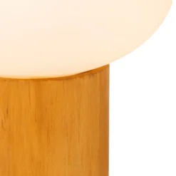 Tischleuchte Birtle, Höhe 23 cm, weiß/holz hell, Holz/Glas