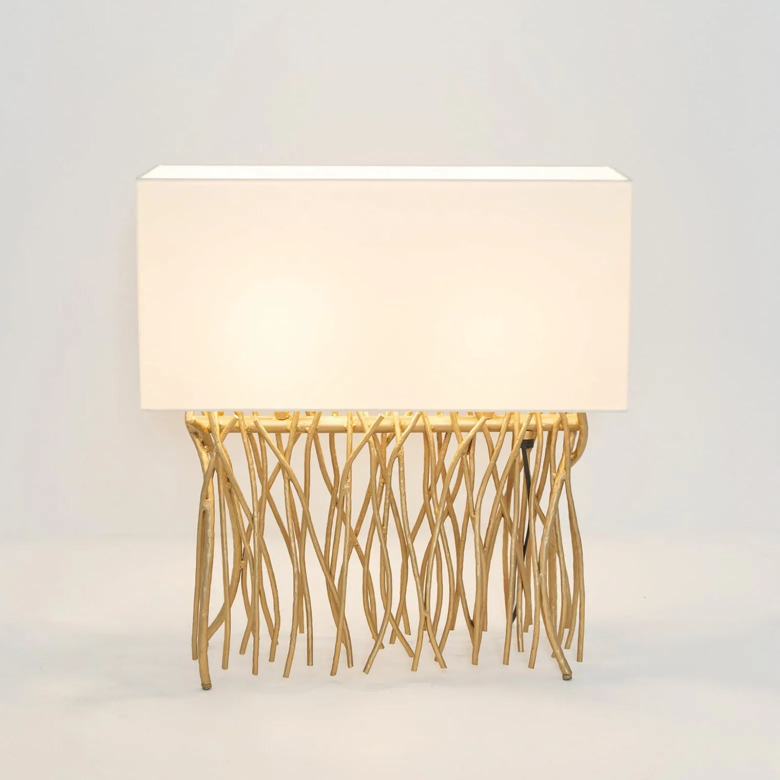 Tischleuchte CAPRI, gold/écru, Höhe 51 cm, Metall, 2 x E14