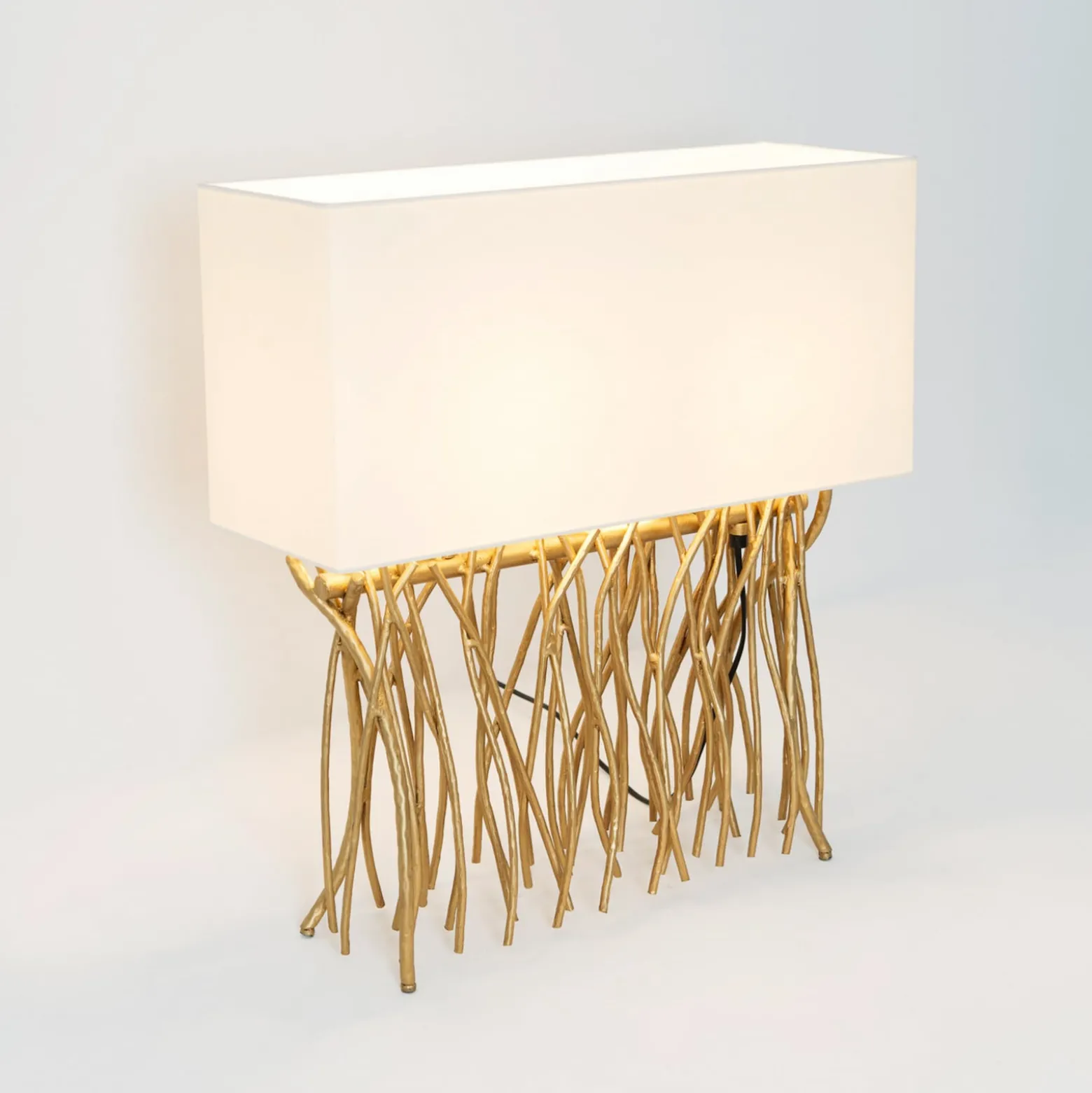 Tischleuchte CAPRI, gold/écru, Höhe 51 cm, Metall, 2 x E14