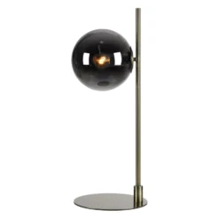 Tischleuchte Dione, messing/rauchgrau, Glas, Eisen
