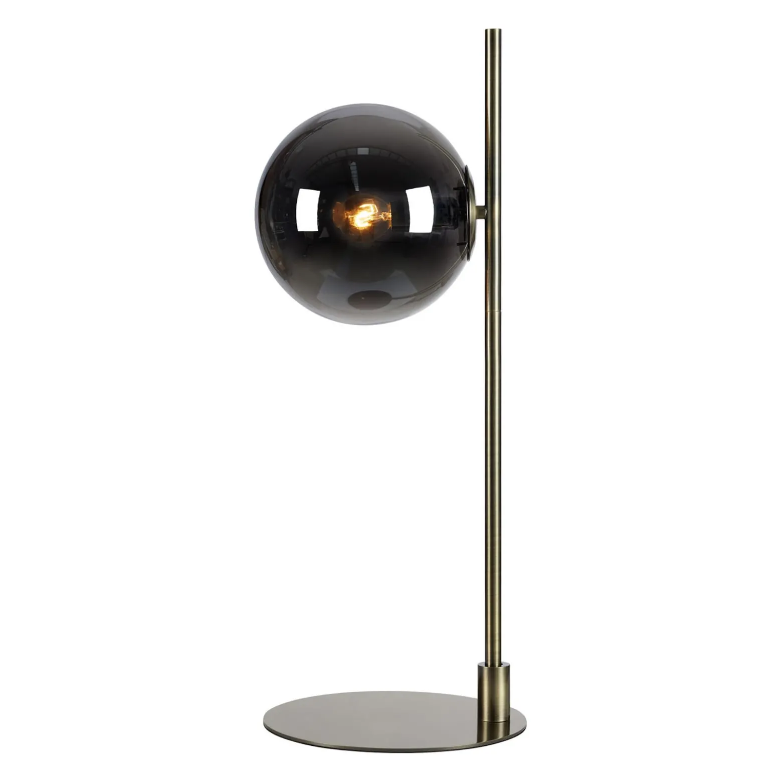 Tischleuchte Dione, messing/rauchgrau, Glas, Eisen