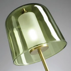 Tischleuchte Frida, Gestell gold, Außenschirm grün