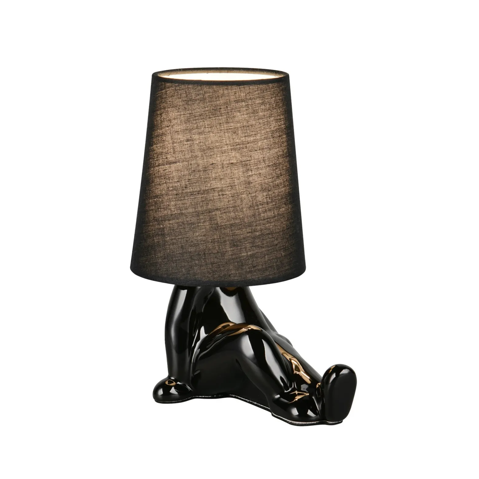 Tischleuchte Huma, schwarz, Höhe 25 cm, Textil/Keramik, E14