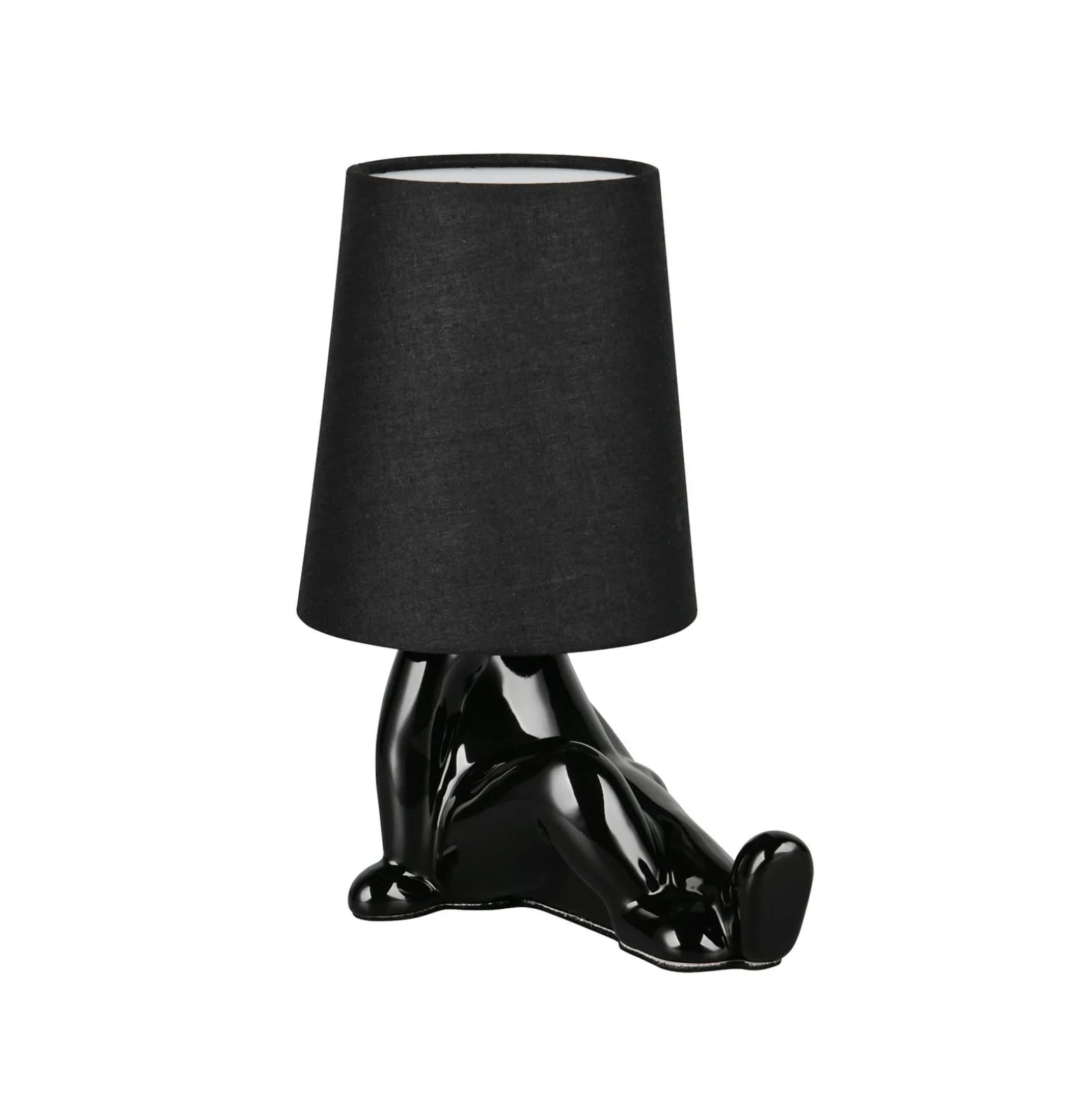 Tischleuchte Huma, schwarz, Höhe 25 cm, Textil/Keramik, E14