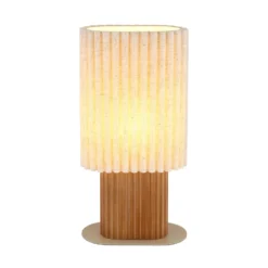 Tischleuchte Jannie, natur/braun/sand, Leinen, 45 cm, E27