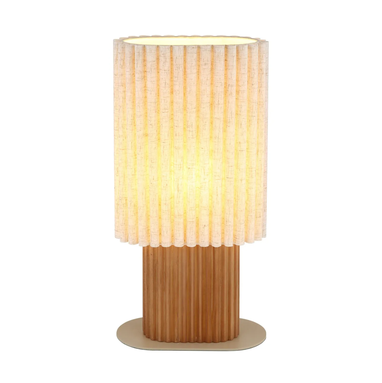Tischleuchte Jannie, natur/braun/sand, Leinen, 45 cm, E27