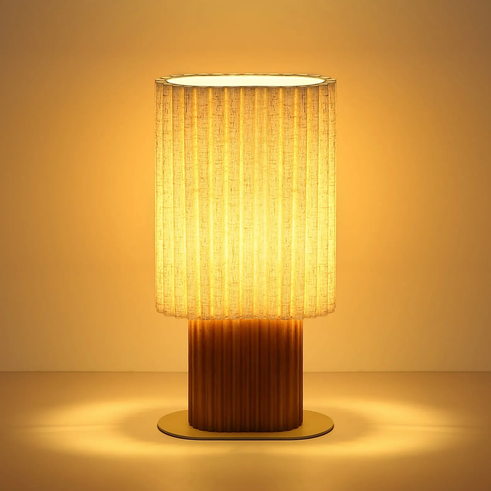 Tischleuchte Jannie, natur/braun/sand, Leinen, 45 cm, E27