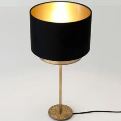 Tischleuchte Mattia, Chintz schwarz/gold