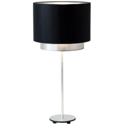 Tischleuchte Mattia, Chintz schwarz/silber