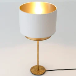 Tischleuchte Mattia, Perla silk weiß/gold
