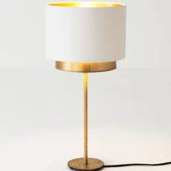 Tischleuchte Mattia, Perla silk weiß/gold