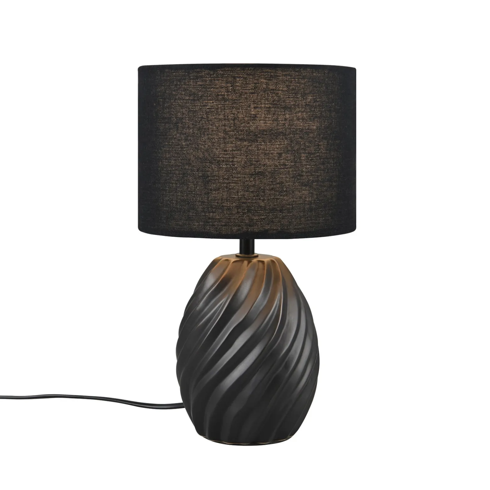 Tischleuchte Melva, schwarz matt, Ø 18 cm, Keramik, E14