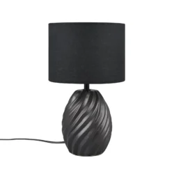 Tischleuchte Melva, schwarz matt, Ø 18 cm, Keramik, E14