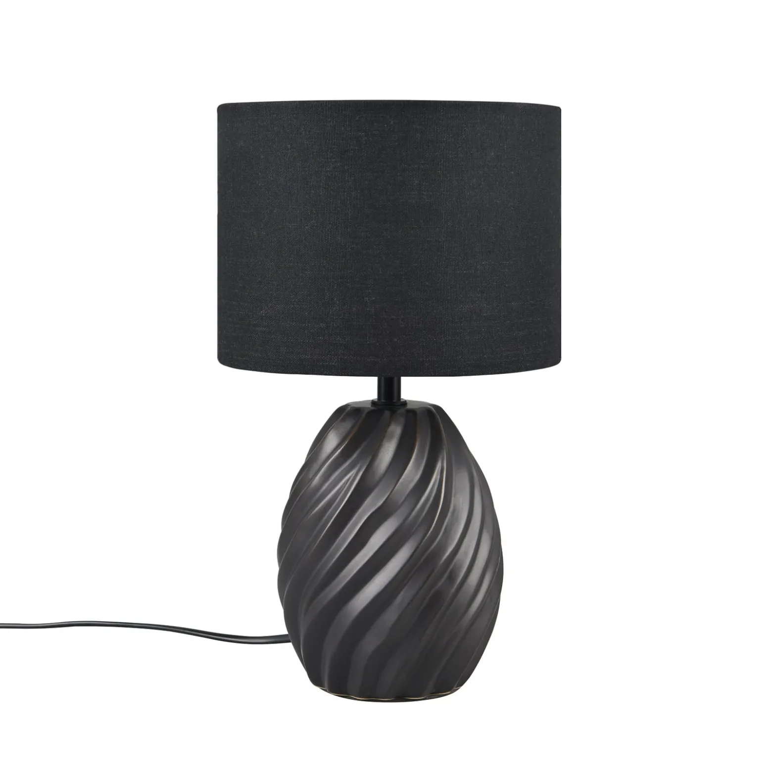 Tischleuchte Melva, schwarz matt, Ø 18 cm, Keramik, E14