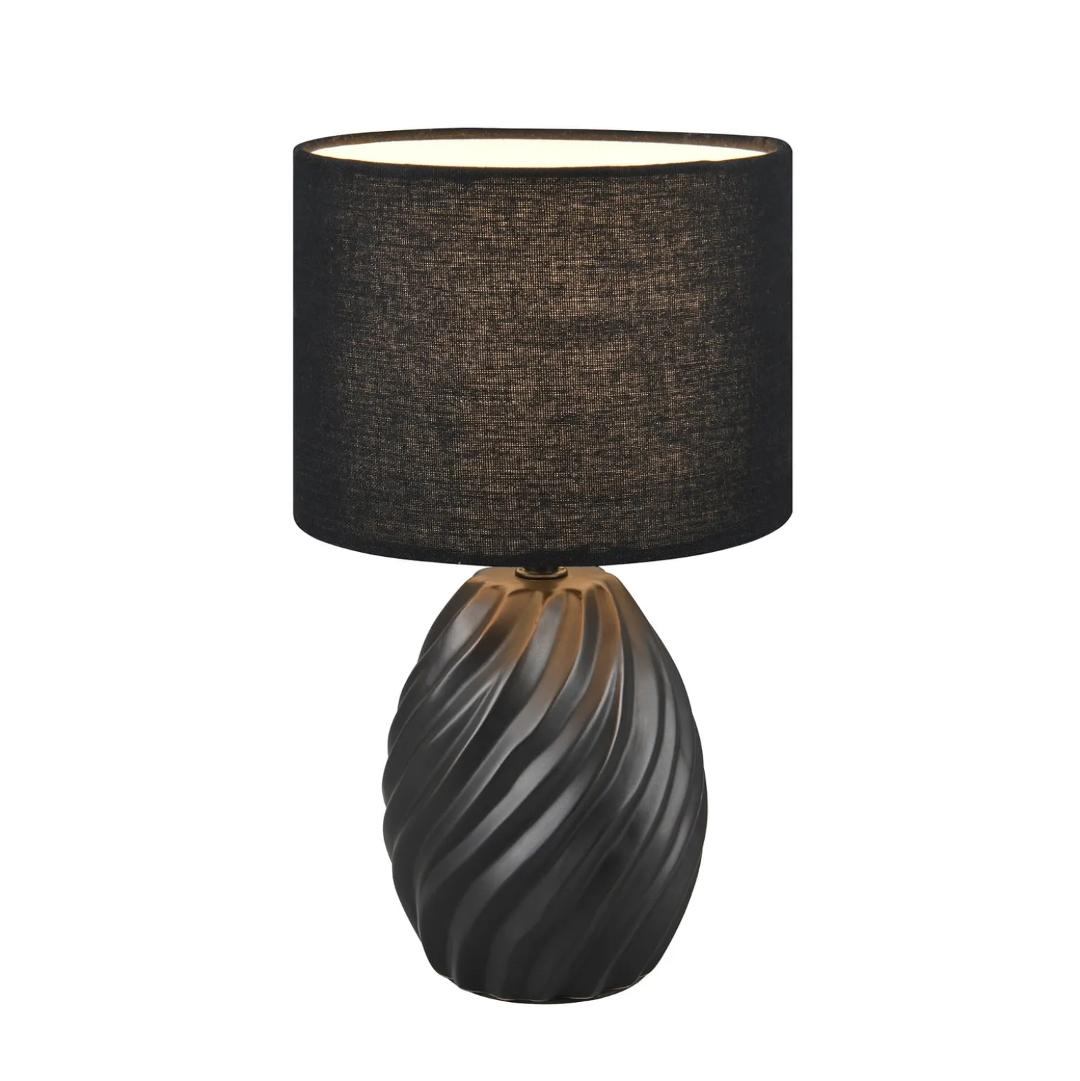 Tischleuchte Melva, schwarz matt, Ø 18 cm, Keramik, E14