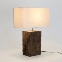 Tischleuchte Montecristo, holzfarben/beige, Höhe 59 cm, Holz