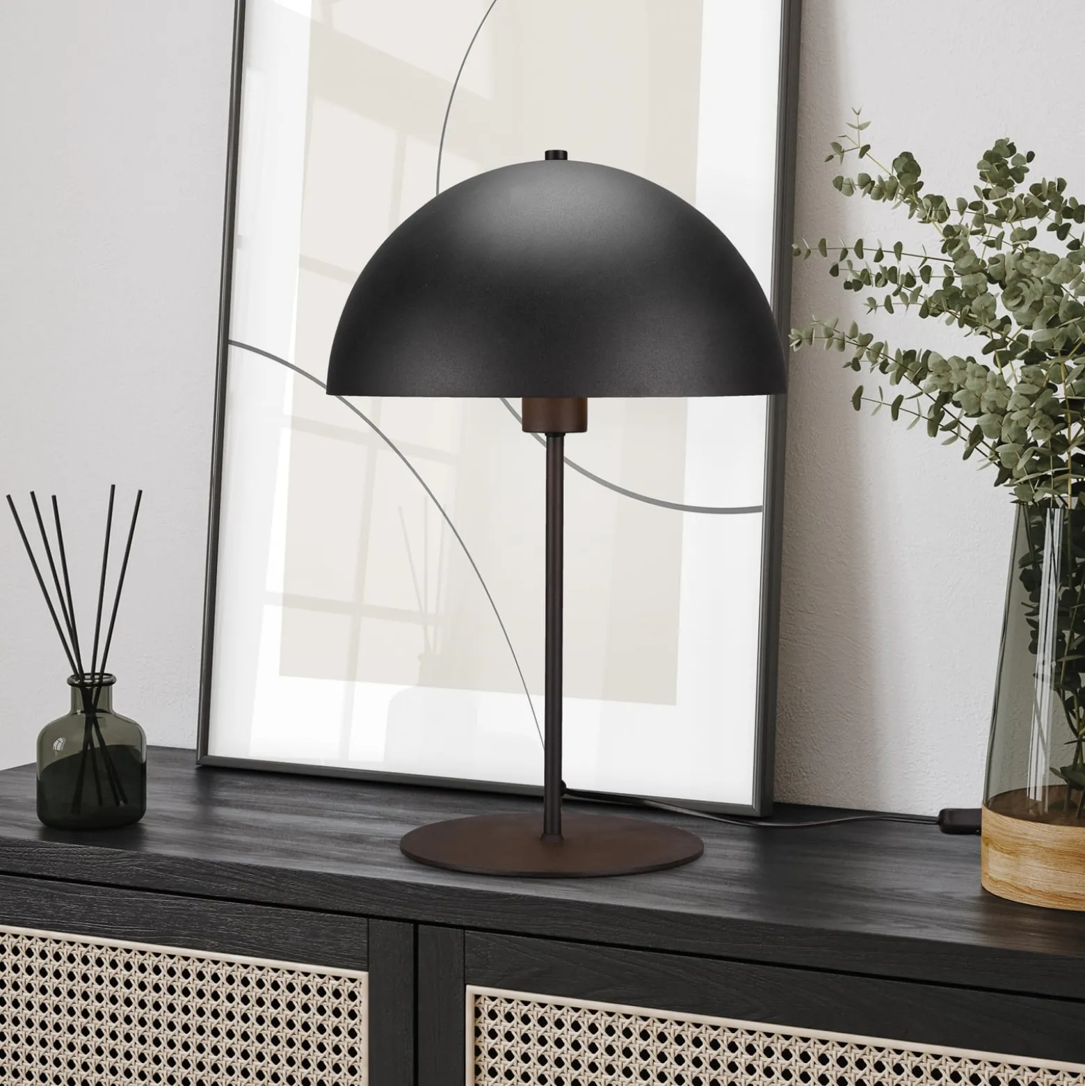 Tischleuchte Nola, schwarz/gold, Höhe 45 cm, Metall