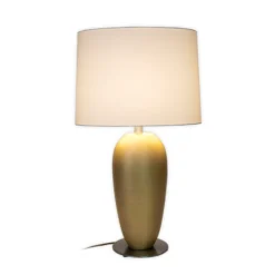 Tischleuchte OMEGA OVAL, gold/écru, Höhe 77 cm, Keramik E27