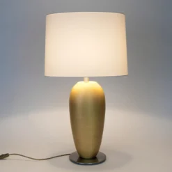 Tischleuchte OMEGA OVAL, gold/écru, Höhe 77 cm, Keramik E27