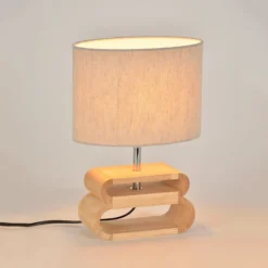 Tischleuchte Oslo, pyla/holz hell Höhe 30 cm, Baumwolle/Holz