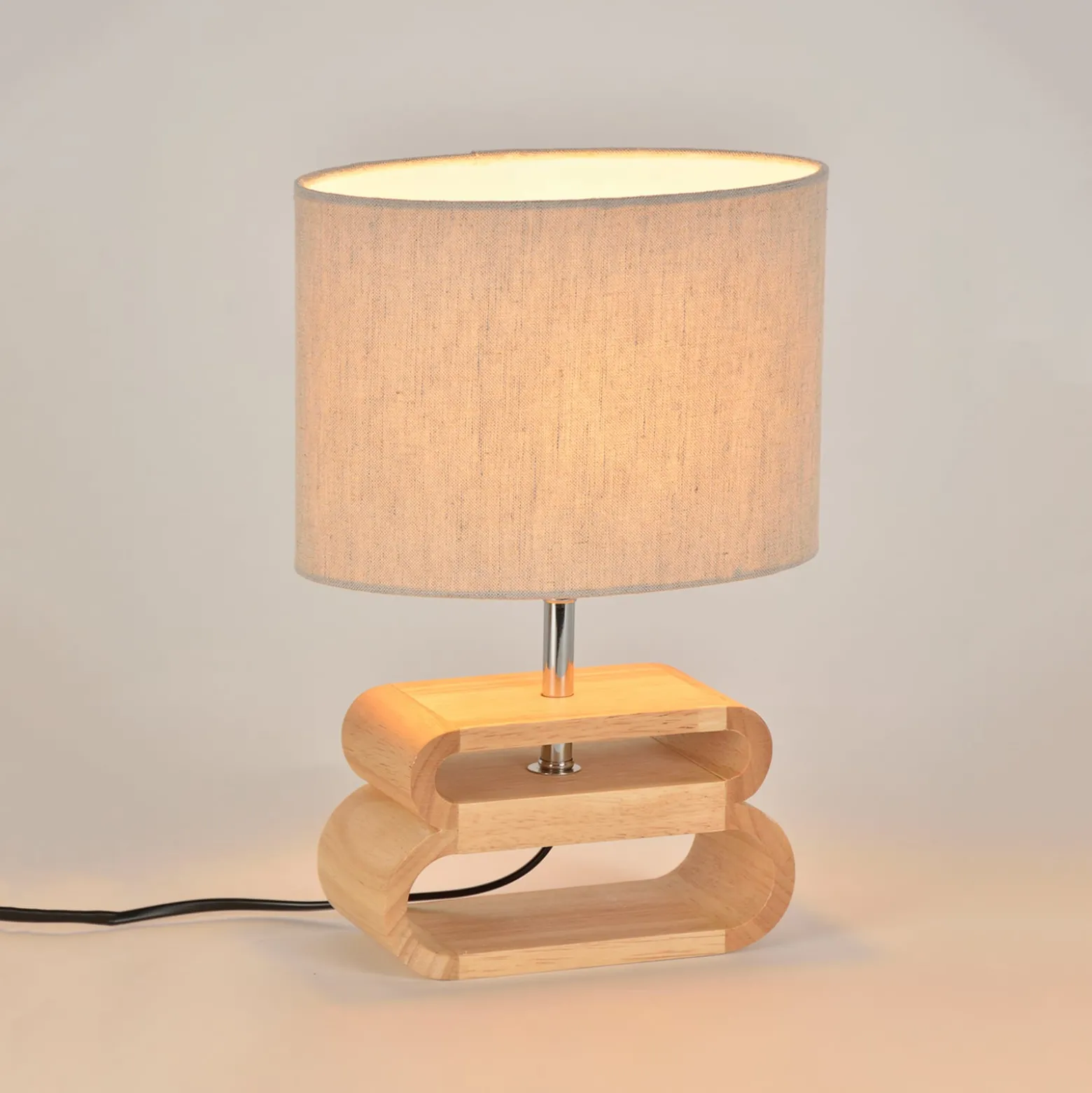 Tischleuchte Oslo, pyla/holz hell Höhe 30 cm, Baumwolle/Holz