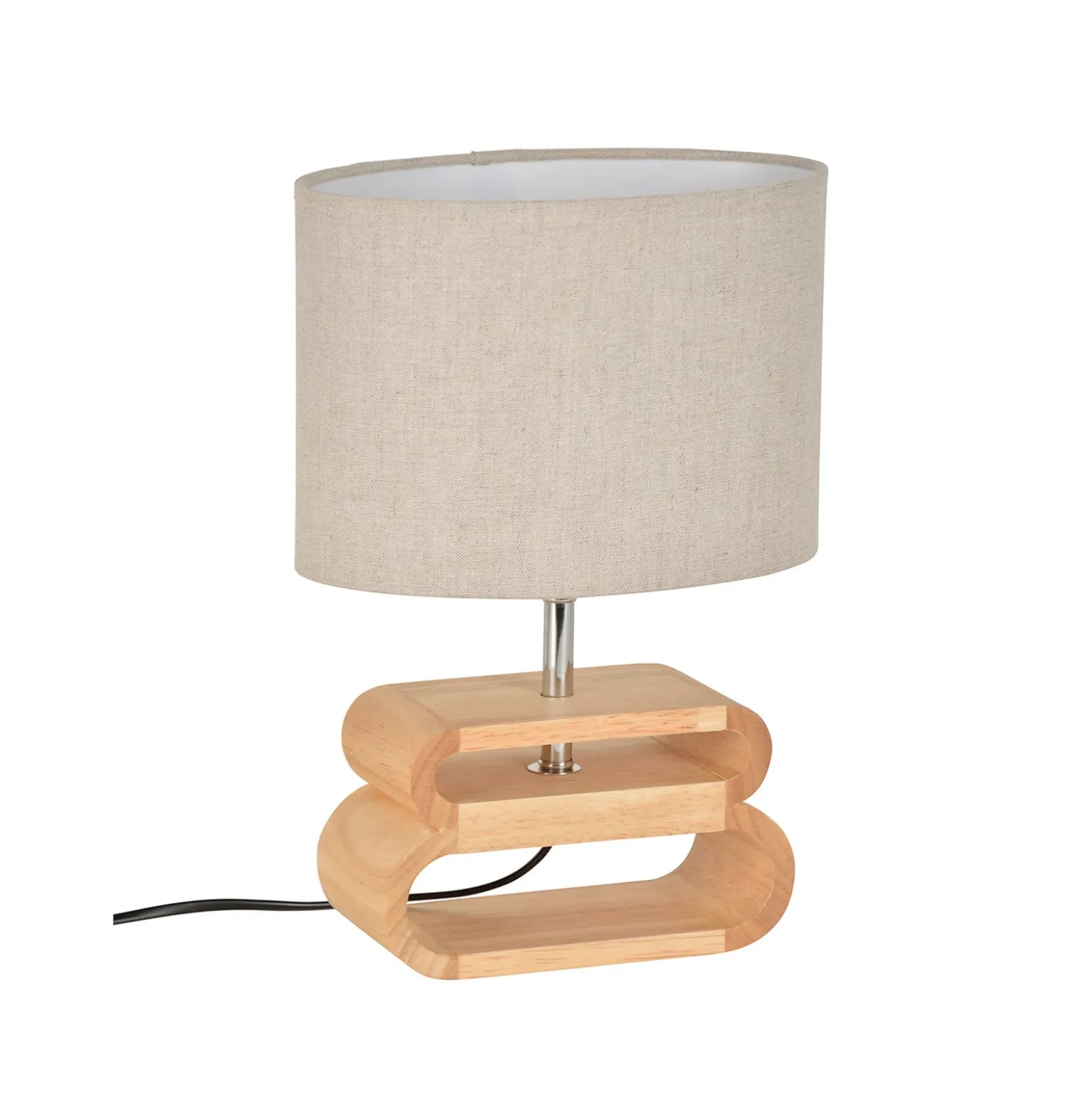 Tischleuchte Oslo, pyla/holz hell Höhe 30 cm, Baumwolle/Holz