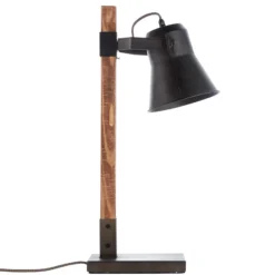 Tischleuchte Plow, schwarz/holz dunkel