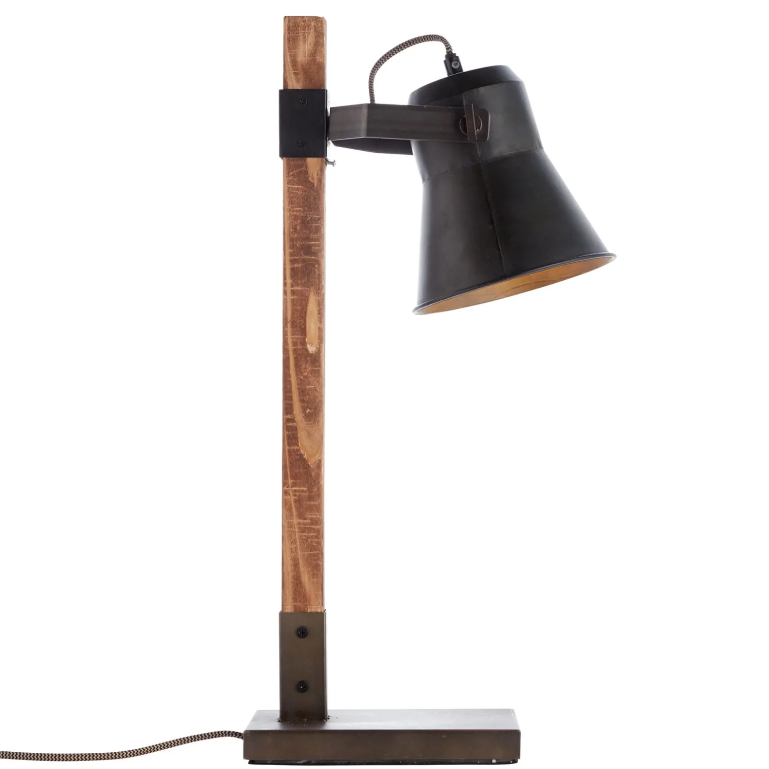 Tischleuchte Plow, schwarz/holz dunkel