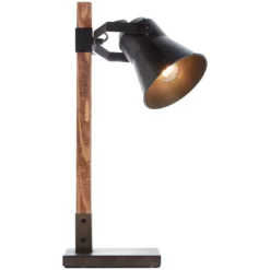 Tischleuchte Plow, schwarz/holz dunkel