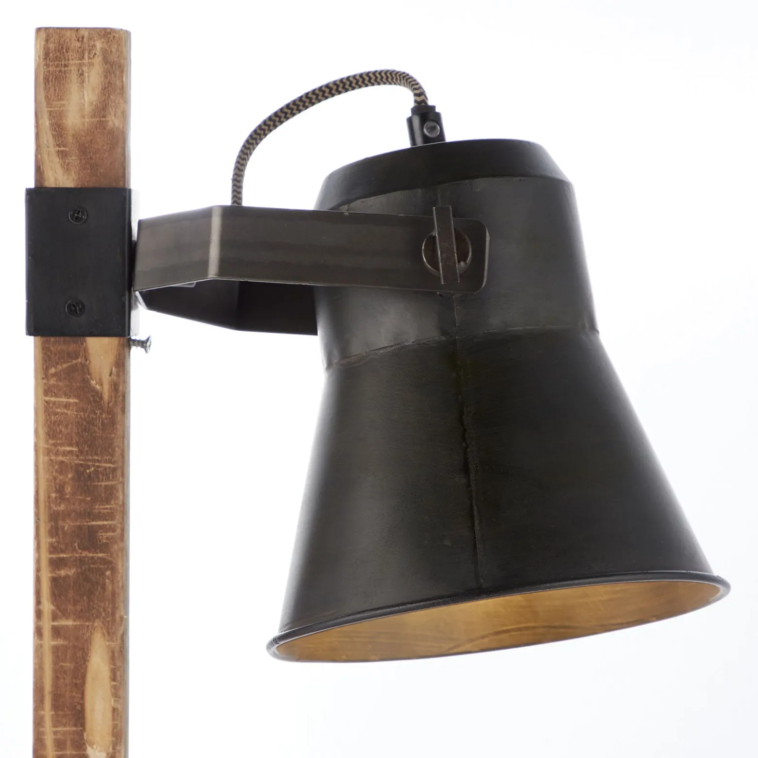 Tischleuchte Plow, schwarz/holz dunkel