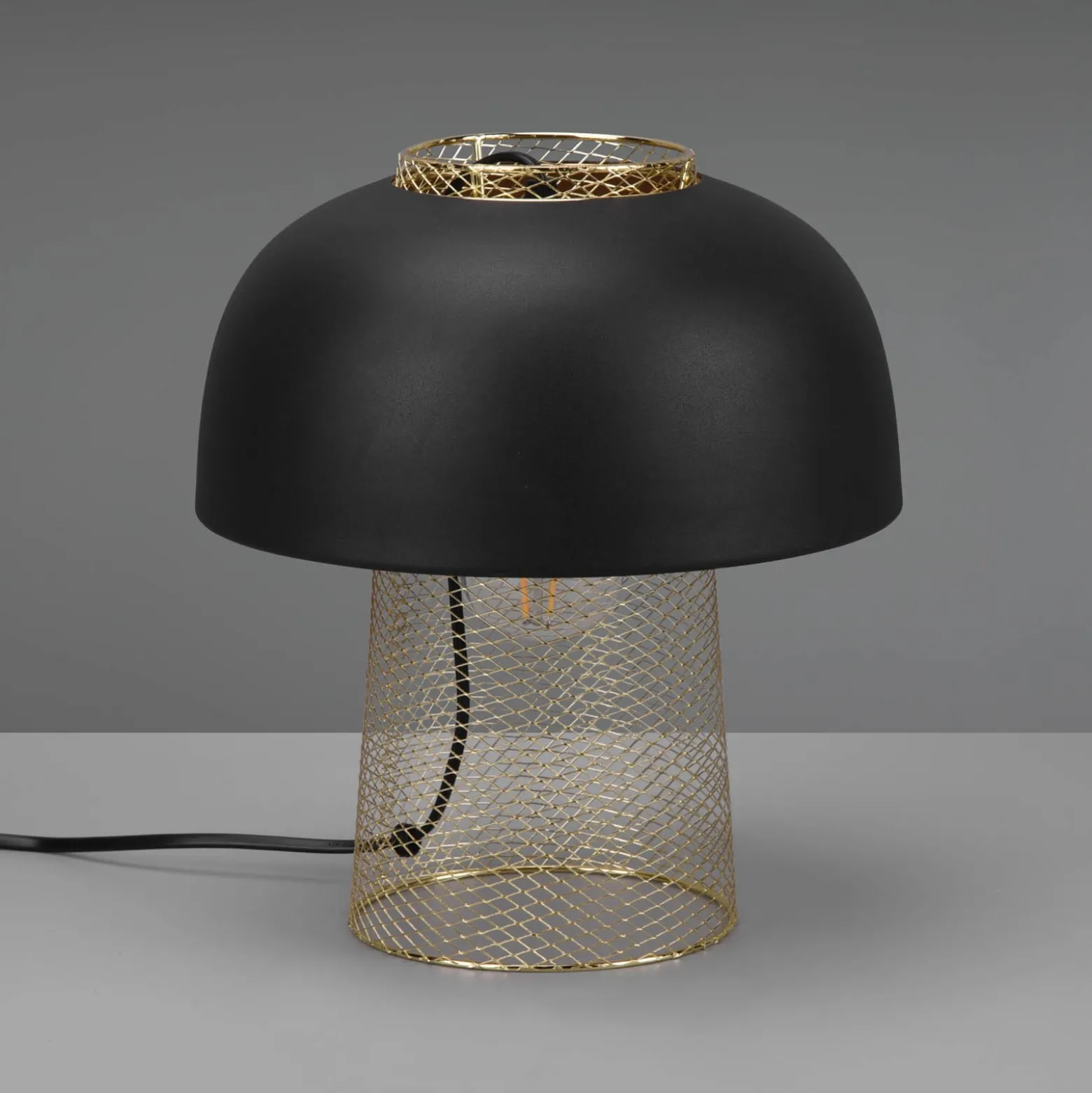 Tischleuchte Punch, schwarz/gold, Ø 25 cm